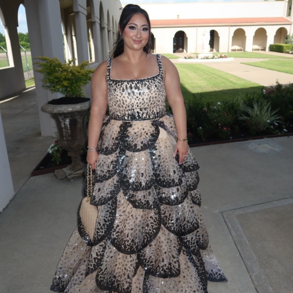 Sequin Petal Evening Gown